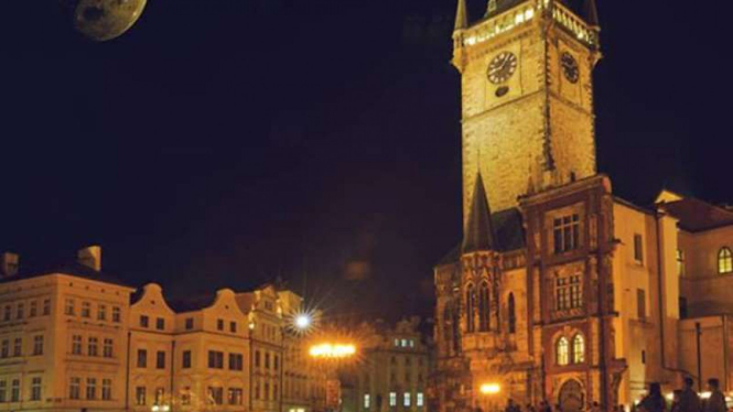 Pemandangan malam ibu kota Ceko, Praha
