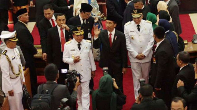 Presiden Joko Widodo menghadiri pelantikan Gubernur dan Wakil Gubernur Aceh di Banda Aceh pada Rabu, 5 Juli 2017.