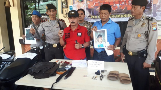 Polisi merilis curanmor dengan korban anggota Kopaska di Surabaya, Jawa Timur.