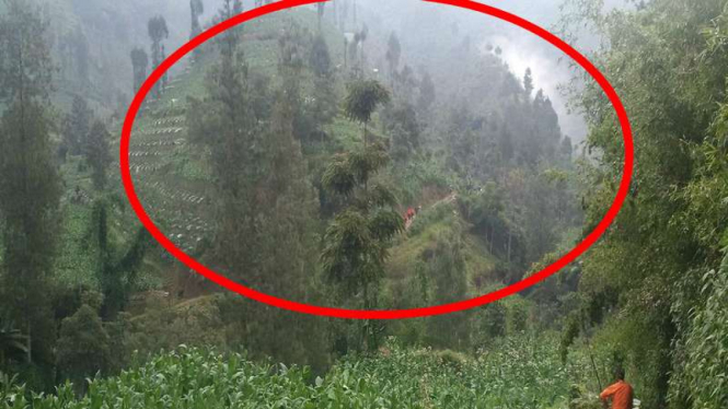 Kawasan Gunung Butak dilihat dari Desa Canggal Kabupaten Temanggung, Jawa Tengah. Gunung ini menjadi lokasi jatuhnya helikopter Basarnas, Rabu (5/7/2017)