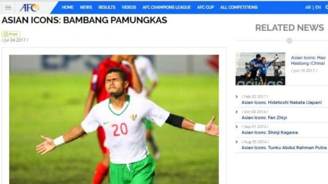 Profil legenda Timnas Indonesia, Bambang Pamungkas jadi headline situs resmi AFC