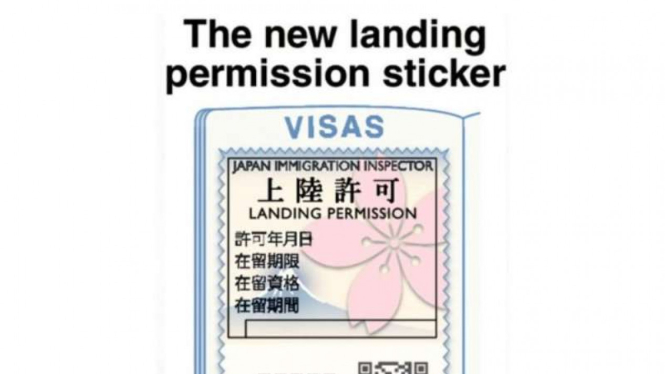 Stiker izin masuk Jepang 