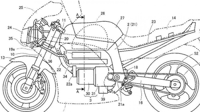 Sketsa paten motor sport listrik Suzuki.