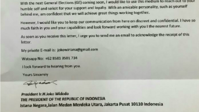 Email palsu Presiden Jokowi.