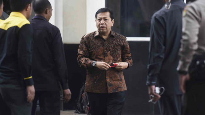 Ketua DPR Setya Novanto saat diperiksa KPK terkait kasus e-KTP.