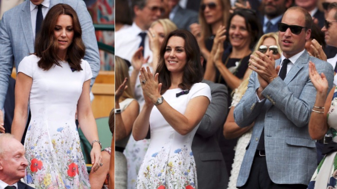 Fesyen Kate Middleton saat menonton kejuaraan tenis dunia, Wimbledon.