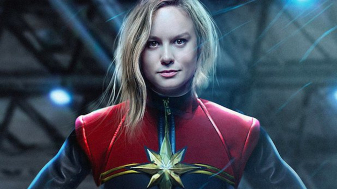 Brie Larson sebagai Captain Marvel.