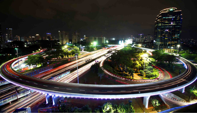 jalur Simpang Susun Semanggi di DKI Jakarta.