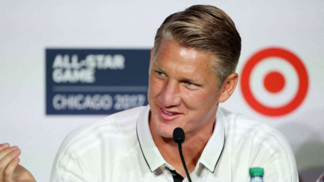 Bastian Schweinsteiger menghadiri konferensi pers bersama MLS All Star
