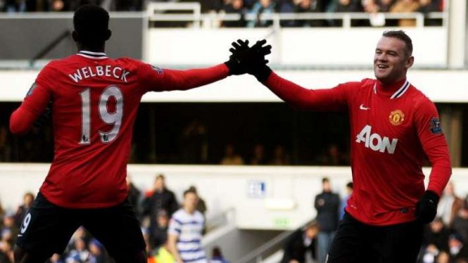 Danny Welbeck dan Wayne Rooney saat masih membela Manchester United