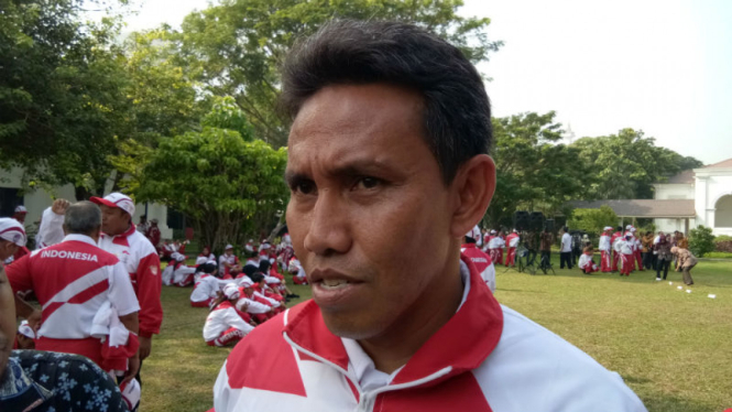 Asisten pelatih Timnas Indonesia U-22, Bima Sakti Tukiman, di Istana Negara