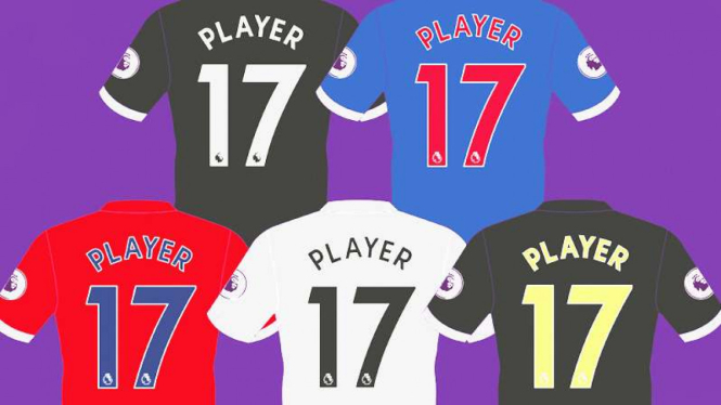 Desain nameset dan nomor punggung Premier League musim 2017/2018