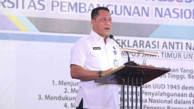 Kepala BNN, Komisaris Jenderal Polisi Budi Waseso di kampus Universitas Pembangunan Nasional Surabaya, Jawa Timur, 8 Agustus 2017.