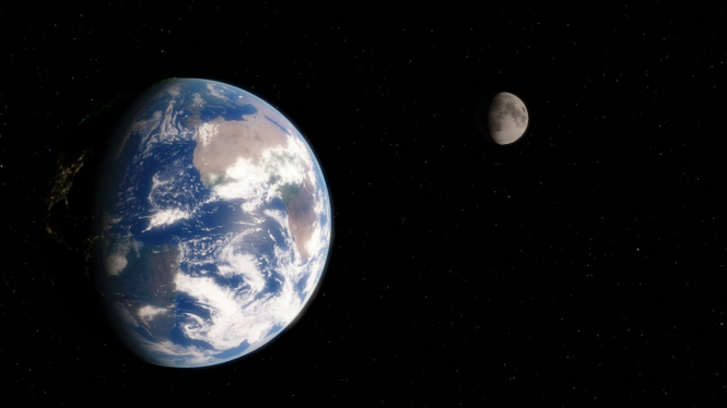 Ilustrasi Bumi dan Bulan.