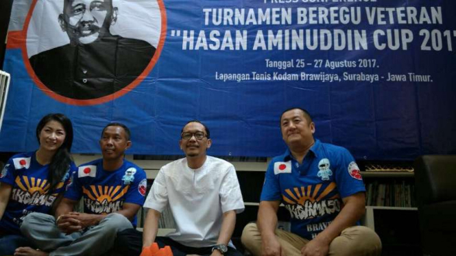 asan Aminuddin saat menerangkan turnamen beregu veteran Hasan Aminuddin Cup di Surabaya, Jawa Timur, pada Senin, 14 Agustus 2017.
