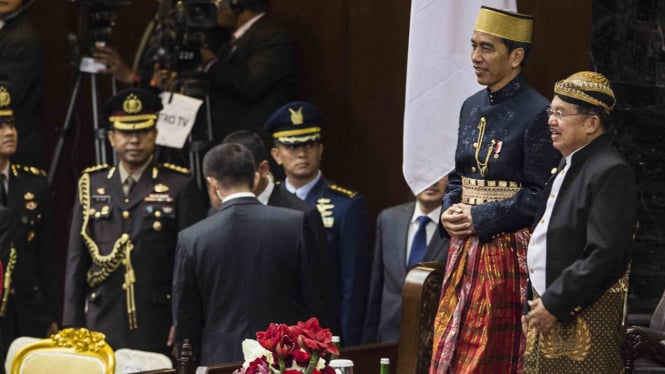 Presiden Joko Widodo saat Pidato Kenegaraan di sidang tahunan MPR, 16 Agustus 2017.