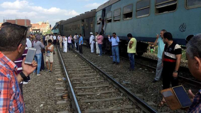 Lokasi kecelakaan kereta api di Mesir beberapa waktu lalu.