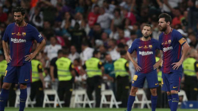 Ekspresi kekecewaan pemain Barcelona
