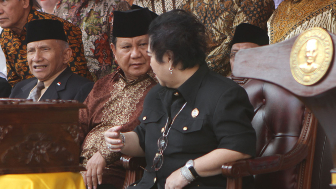 Amien Rais (kiri) dan Prabowo ketika Hadiri Upacara Kemerdekaan RI ke-72 di UBK