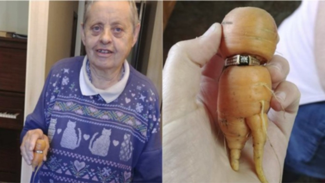 Wanita temukan cincin kawinnya melingkar di wortel