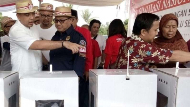 KPU gelar simulasi pemungutan suara di Tangerang, Sabtu, 19 Agustus 2017.