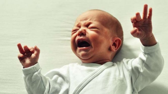 Ilustrasi bayi menangis.