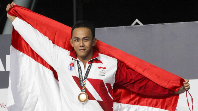 Perenang Indonesia, Indra Gunawan saat tampil di SEA Games 2017