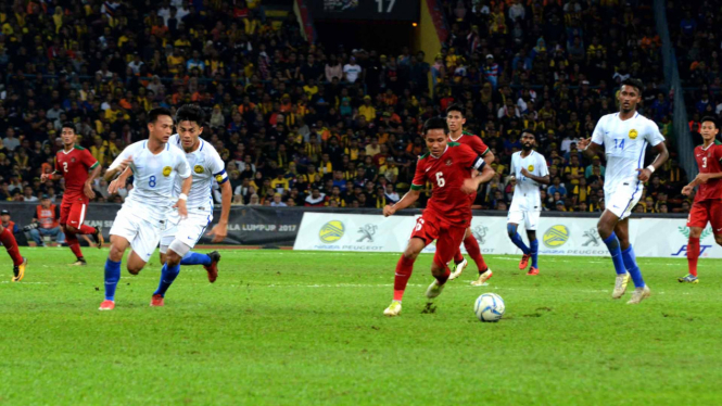 Evan Dimas Darmono di laga Malaysia vs Indonesia SEA Games 2017
