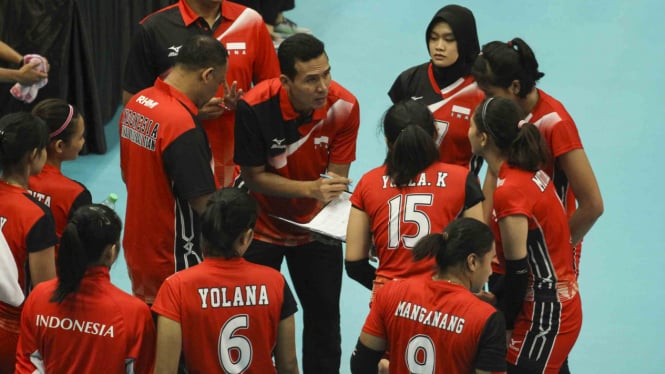 Timnas voli putri Indonesia saat tampil di SEA Games 2017