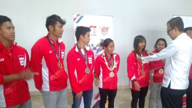 Kontingen Loncat Indah SEA Games 2017 tiba di tanah air.