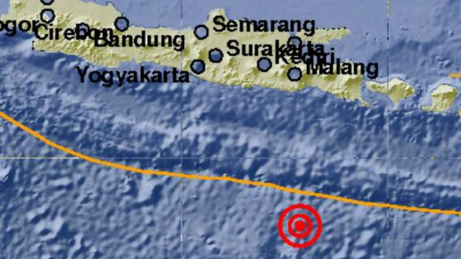 Lokasi Gempa Bumi 5.0 skala Richter yang mengguncang Malang, Jawa Timur, pada pukul 10.47 WIB, Jumat, 1 September 2017.