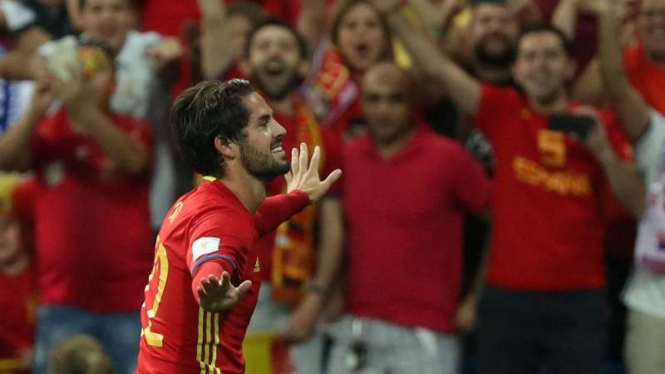 Selebrasi gol pemain timnas Spanyol, Isco