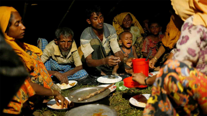 Pengungsi Rohingya di kamp pengungsian Bangladesh.