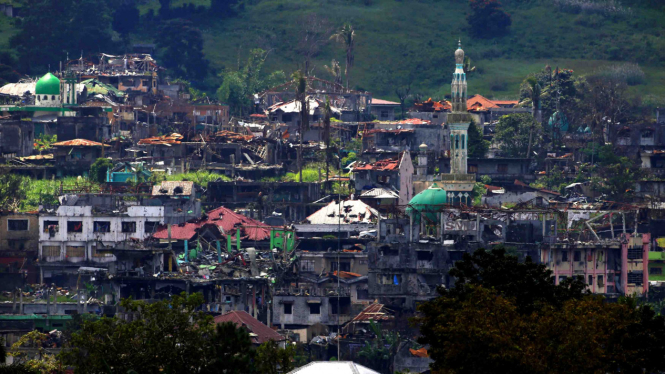 Suasana Kota Marawi, Filipina, mirip kota mati Setelah Pertempuran dengan ISIS