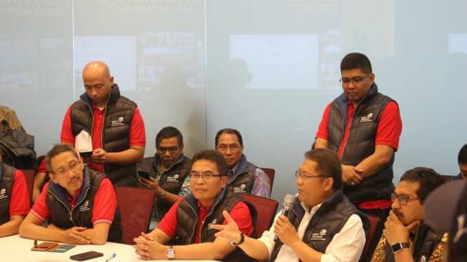 Telkom menggelar jumpa pers perkembangan perbaikan gangguan Satelit Telkom 1