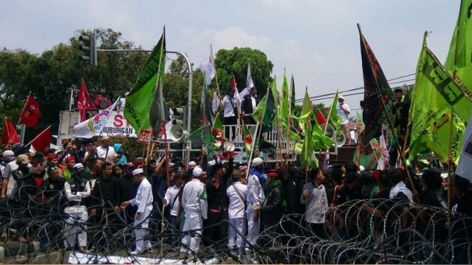 Unjuk rasa di depan Kedubes Myanmar di Jakarta, Rabu, 6 September 2017.
