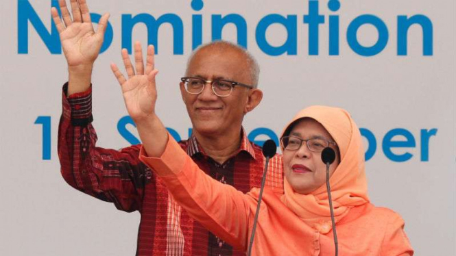 Presiden Singapura  Halimah Yacob dan suaminya Mohammed Abdullah Alhabshee 