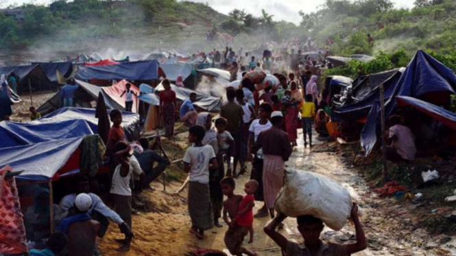 Pengungsi Rohingya di Cox's Bazaar, salah satu area penampungan di Bangladesh.