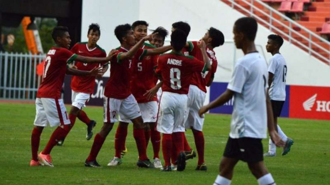 Selebrasi gol Timnas Indonesia U-16