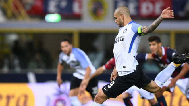 Striker Inter Milan, Mauro Icardi cetak gol lewat titik penalti