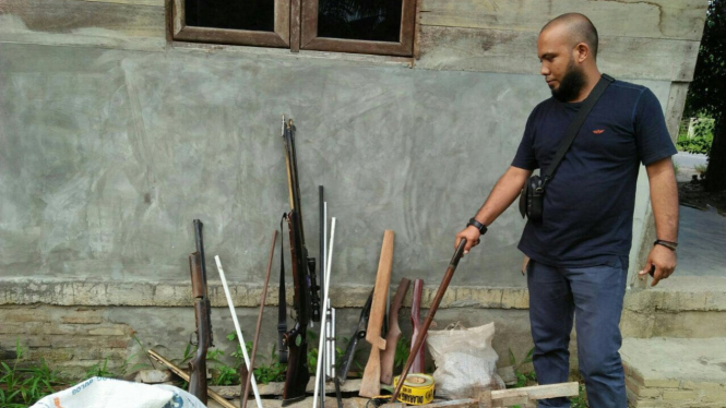 Senjata api rakitan yang ditemukan polisi di Aceh Utara.