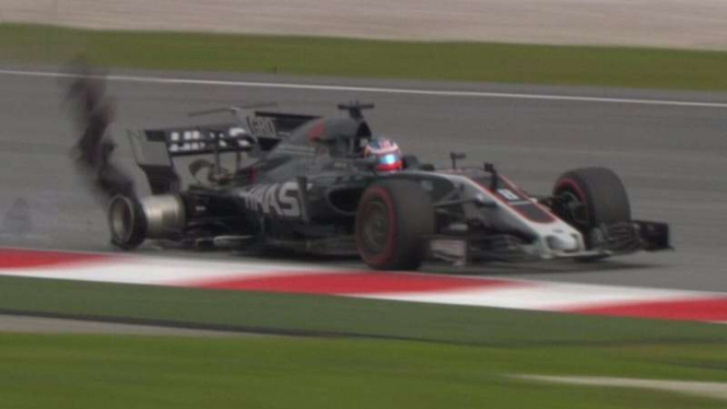 Kondisi mobil Romain Grosjean di FP2 Malaysia