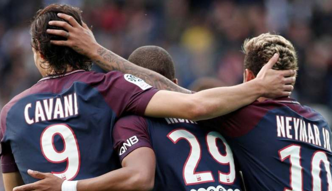3 bintang Paris Saint-Germian, Edinson Cavani, Kylian Mbappe, dan Neymar 
