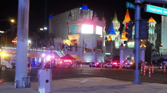 Kondisi sekitar lokasi penembakan di Mandalay Bay, Las Vegas.