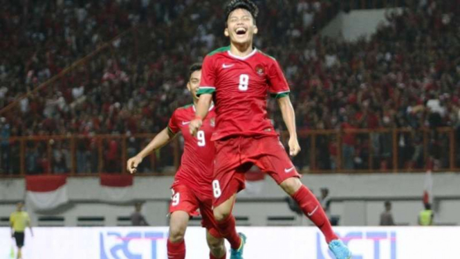 Selebrasi pemain Timnas Indonesia U-19, Witan Sulaeman.