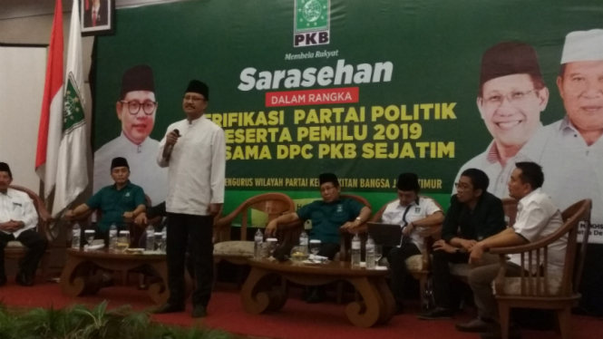 Ketua PKB Jatim, Abdul Halim Iskandar, dan Gus Ipul di Surabaya, Jawa Timur.