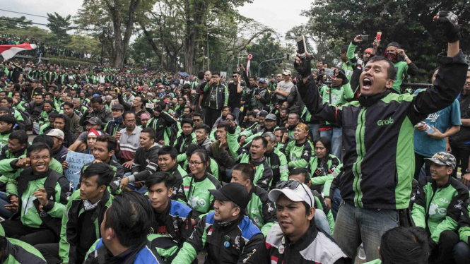 Aksi Damai ribuan driver ojek online beberapa waktu lalu.