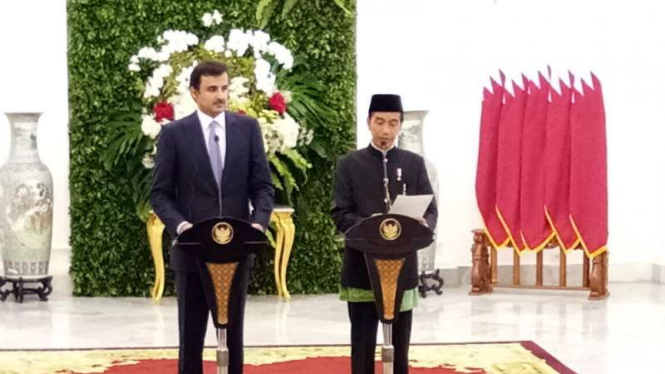 Presiden Jokowi dan Emir Qatar di Istana Bogor.