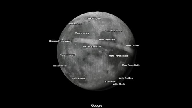 Peta permukaan bulan di Google Maps