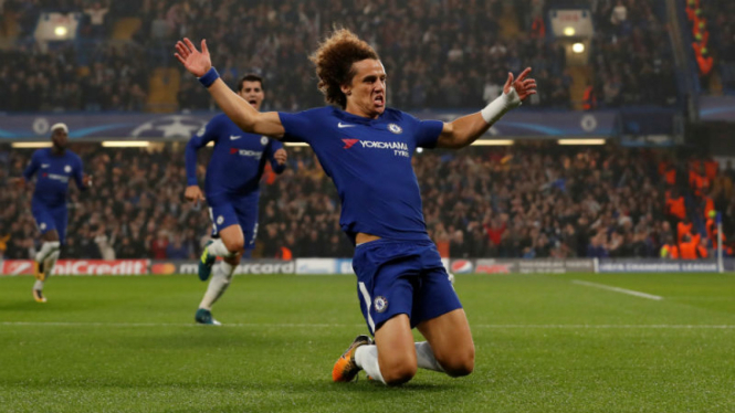 Bek Chelsea, David Luiz, rayakan gol